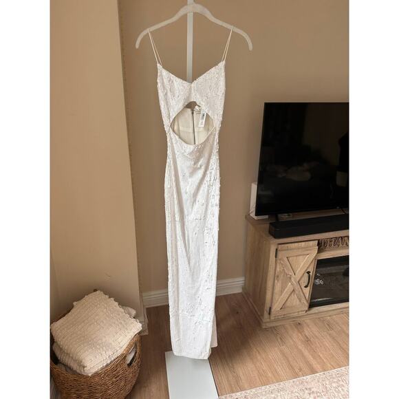 NEW NWT Alice + Olivia Valli Cutout Sequin Cami Dress Maxi White size 2 - Picture 9 of 11